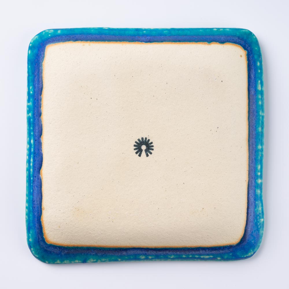 信楽焼 丸十製陶 スクエアプレート(M) ターコイズ 信楽焼 丸十製陶 信楽焼