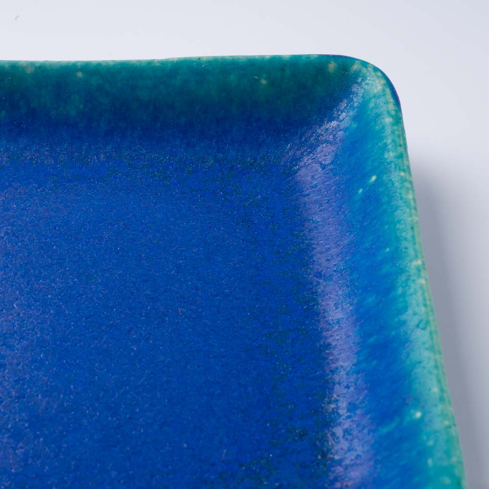 信楽焼 丸十製陶 スクエアプレート(M) ターコイズ 信楽焼 丸十製陶 信楽焼