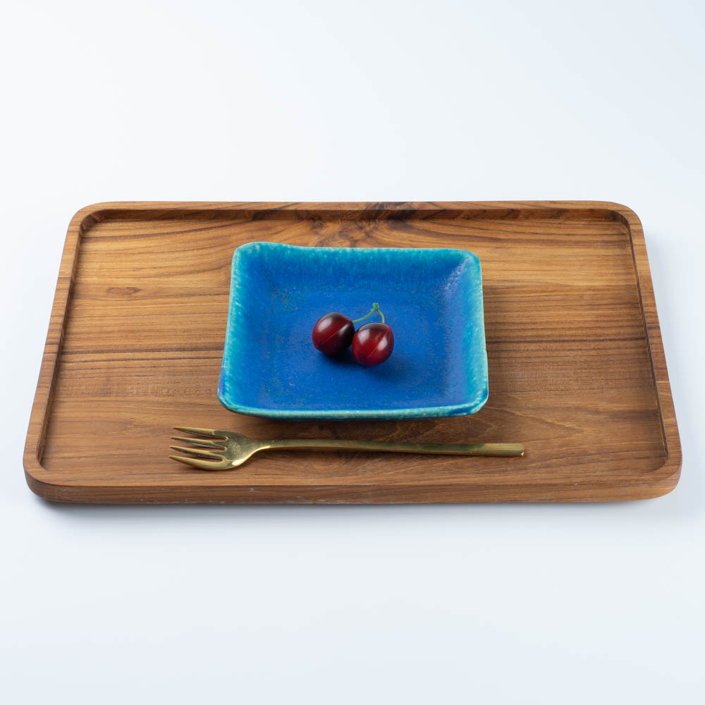信楽焼 丸十製陶 スクエアプレート(M) ターコイズ 信楽焼 丸十製陶 信楽焼