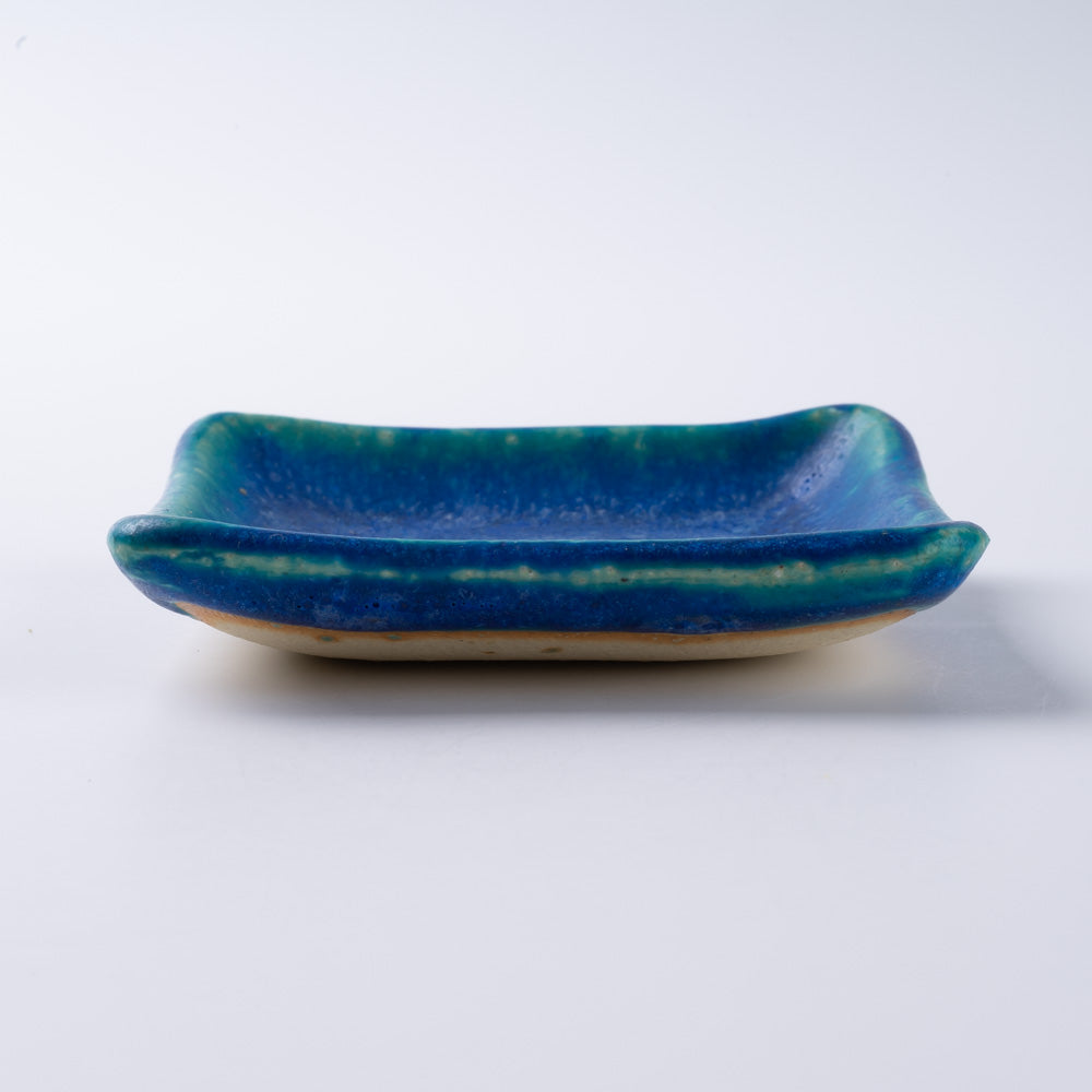 信楽焼 丸十製陶 スクエアプレート(S) ターコイズ 信楽焼 丸十製陶 信楽焼