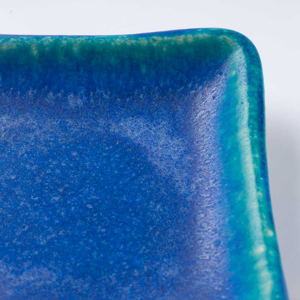 信楽焼 丸十製陶 スクエアプレート(S) ターコイズ 信楽焼 丸十製陶 信楽焼