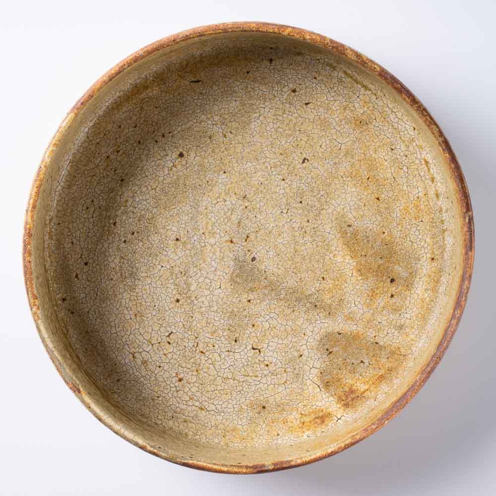 作家 馬渡新平 ヒビ粉引き 平鉢7寸 作家 馬渡新平 陶磁器作家もの