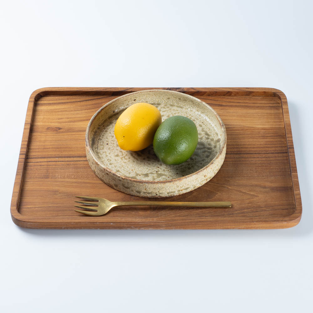 作家 馬渡新平 ヒビ粉引き 平皿6寸 作家 馬渡新平 陶磁器作家もの