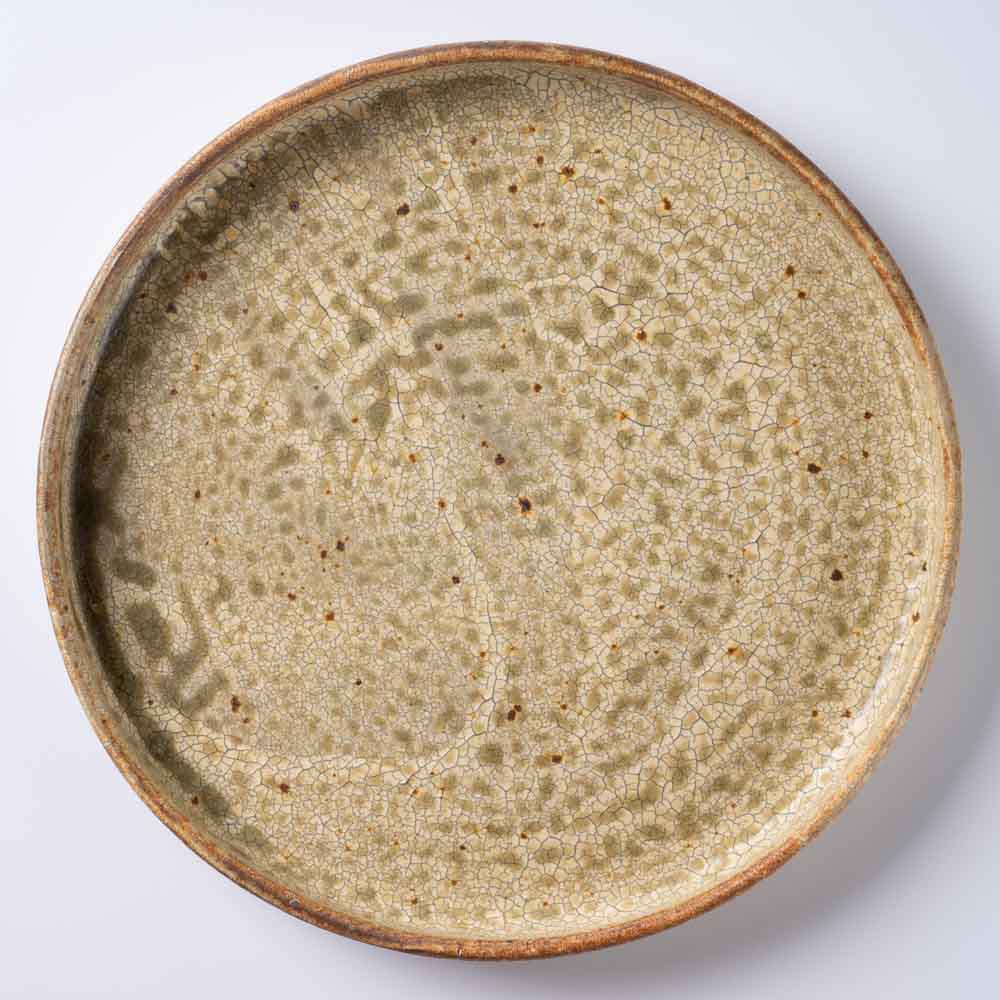 作家 馬渡新平 ヒビ粉引き 平皿7寸 作家 馬渡新平 陶磁器作家もの