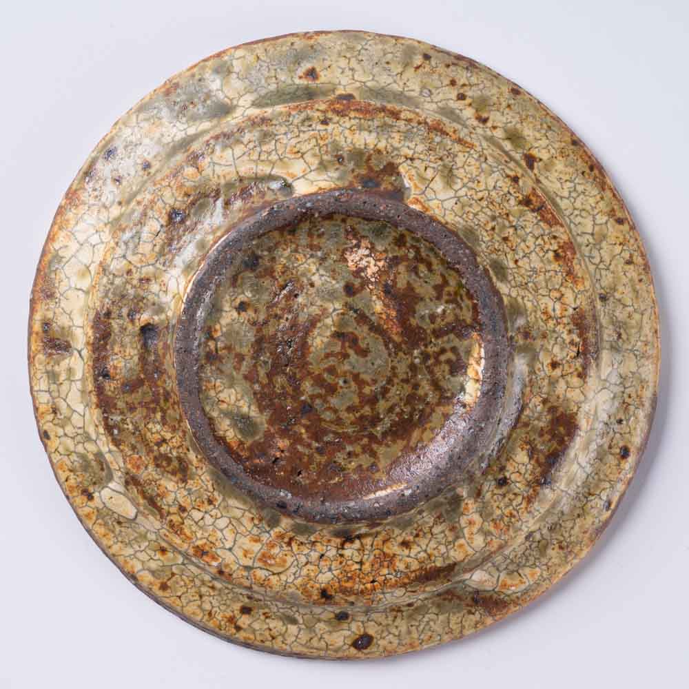 作家 馬渡新平 ヒビ粉引き リム皿10cm 作家 馬渡新平 陶磁器作家もの