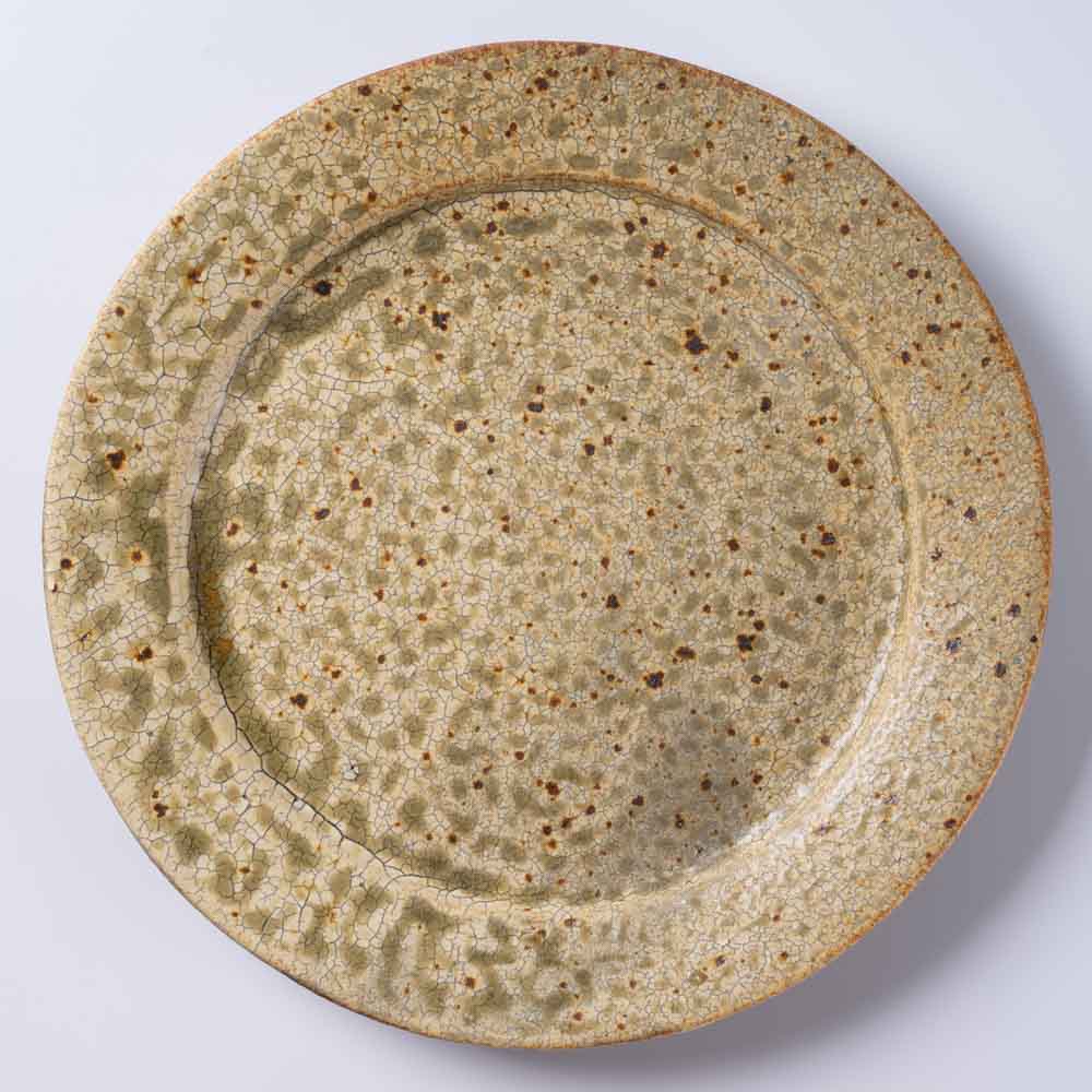 作家 馬渡新平 ヒビ粉引き リム皿7寸 作家 馬渡新平 陶磁器作家もの