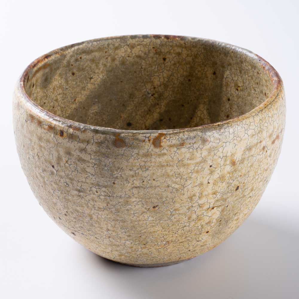 作家 馬渡新平 ヒビ粉引き カフェオレボール 作家 馬渡新平 陶磁器作家もの