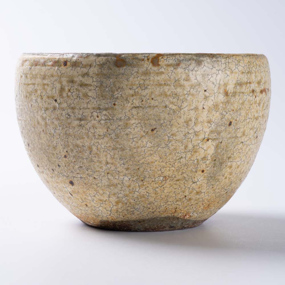 作家 馬渡新平 ヒビ粉引き カフェオレボール 作家 馬渡新平 陶磁器作家もの