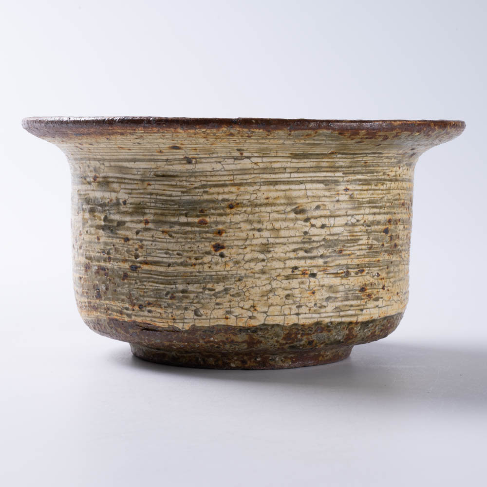 作家 馬渡新平 刷毛目黄 リム鉢4寸 作家 馬渡新平 陶磁器作家もの