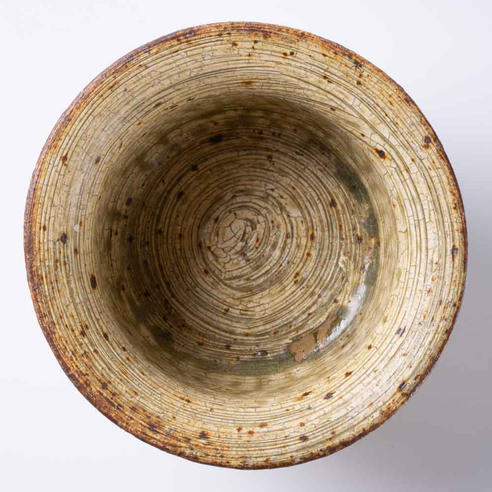 作家 馬渡新平 刷毛目黄 リム鉢4寸 作家 馬渡新平 陶磁器作家もの