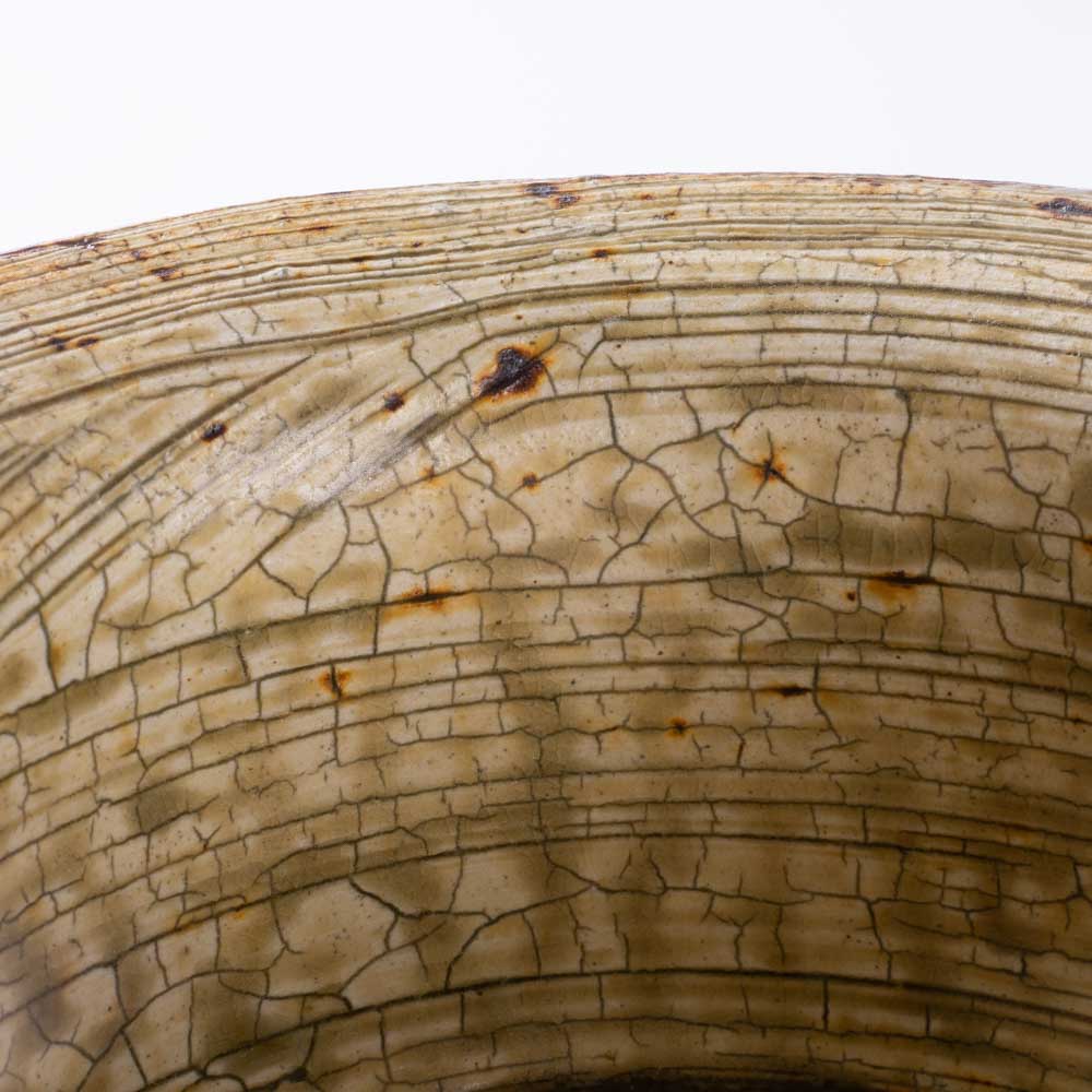 作家 馬渡新平 刷毛目黄 リム鉢4寸 作家 馬渡新平 陶磁器作家もの