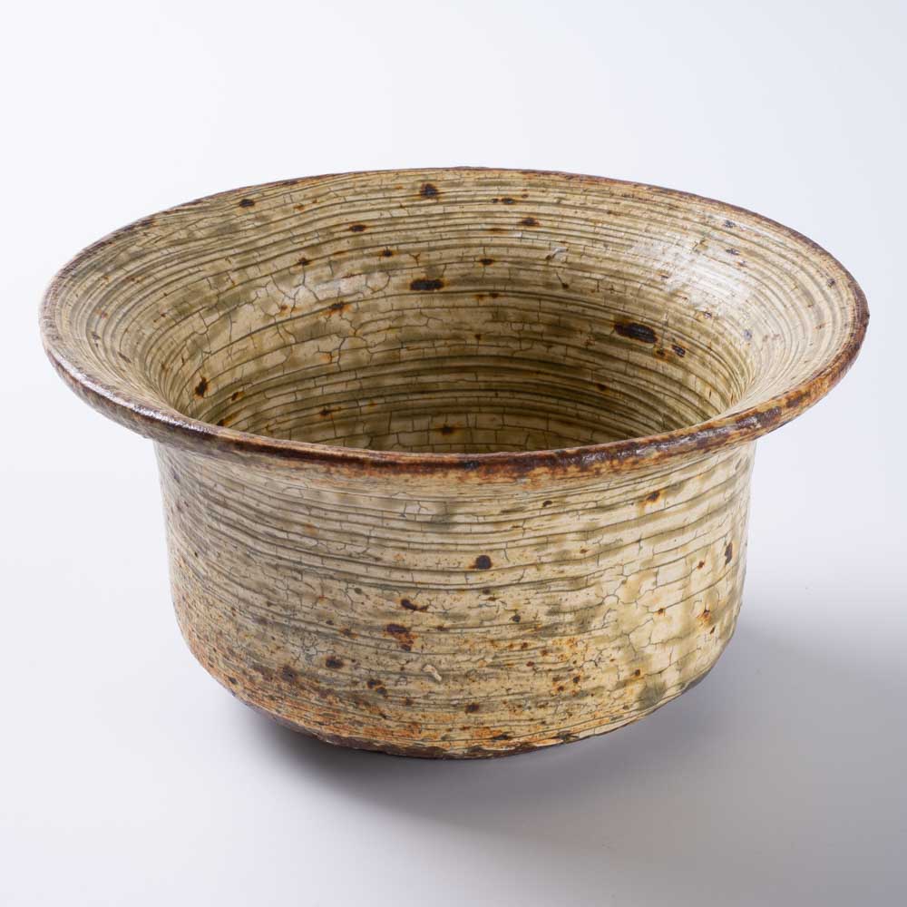 作家 馬渡新平 刷毛目黄 リム鉢4.5寸 作家 馬渡新平 陶磁器作家もの