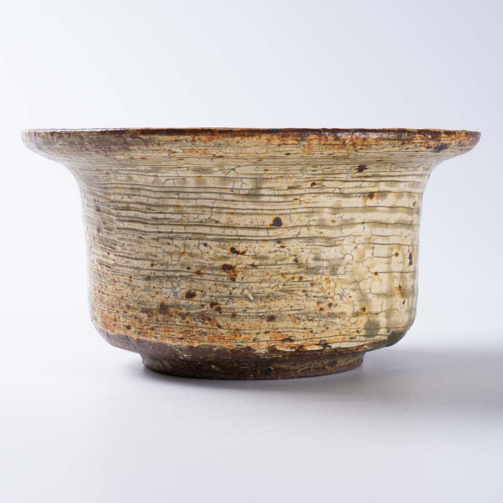 作家 馬渡新平 刷毛目黄 リム鉢4.5寸 作家 馬渡新平 陶磁器作家もの