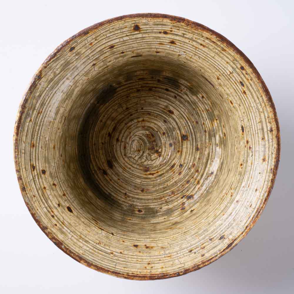 作家 馬渡新平 刷毛目黄 リム鉢4.5寸 作家 馬渡新平 陶磁器作家もの