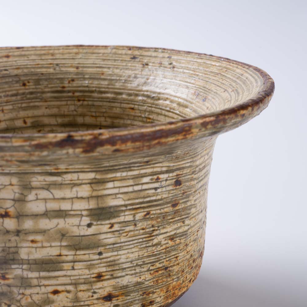 作家 馬渡新平 刷毛目黄 リム鉢4.5寸 作家 馬渡新平 陶磁器作家もの