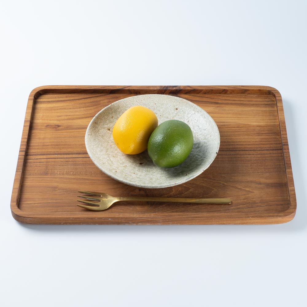 作家 馬渡新平 灰釉ヒビ粉引き 皿6寸 作家 馬渡新平 陶磁器作家もの