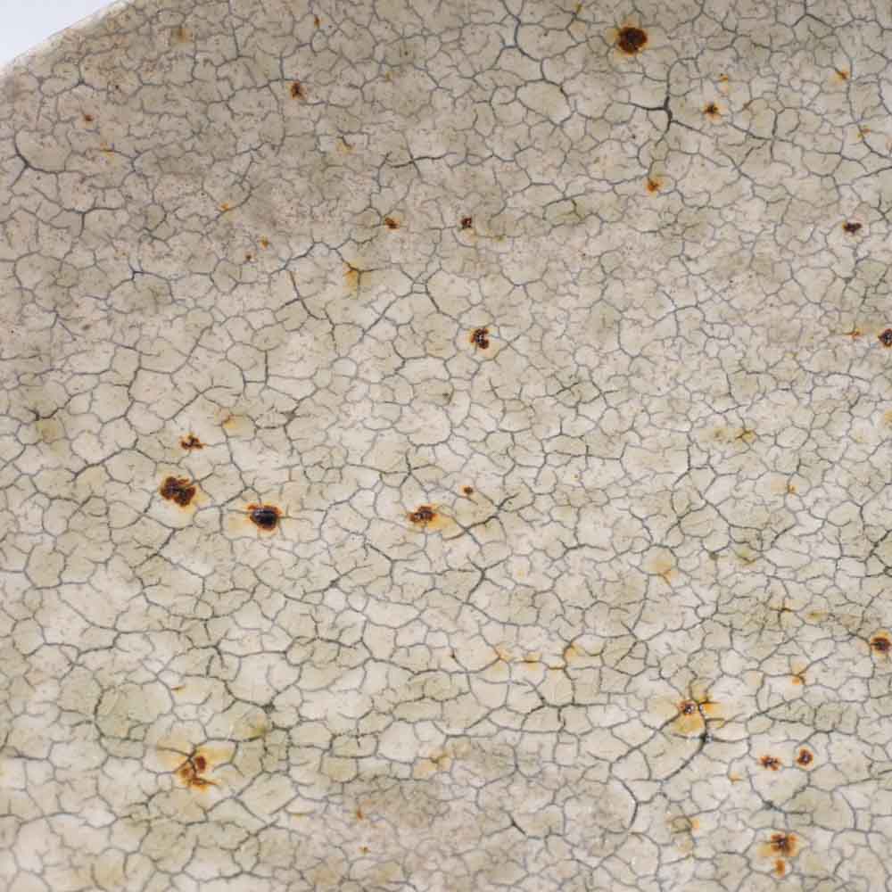 作家 馬渡新平 灰釉ヒビ粉引き 皿6寸 作家 馬渡新平 陶磁器作家もの