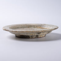 作家 馬渡新平 灰釉ヒビ粉引き リム皿10cm 作家 馬渡新平 陶磁器作家もの