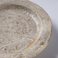 作家 馬渡新平 灰釉ヒビ粉引き リム皿10cm 作家 馬渡新平 陶磁器作家もの