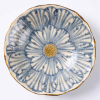 作家 加藤芳平 牡丹花 5寸浅鉢(青) 作家 加藤芳平 陶磁器作家もの