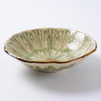 作家 加藤芳平 牡丹花 5寸浅鉢(緑) 作家 加藤芳平 陶磁器作家もの