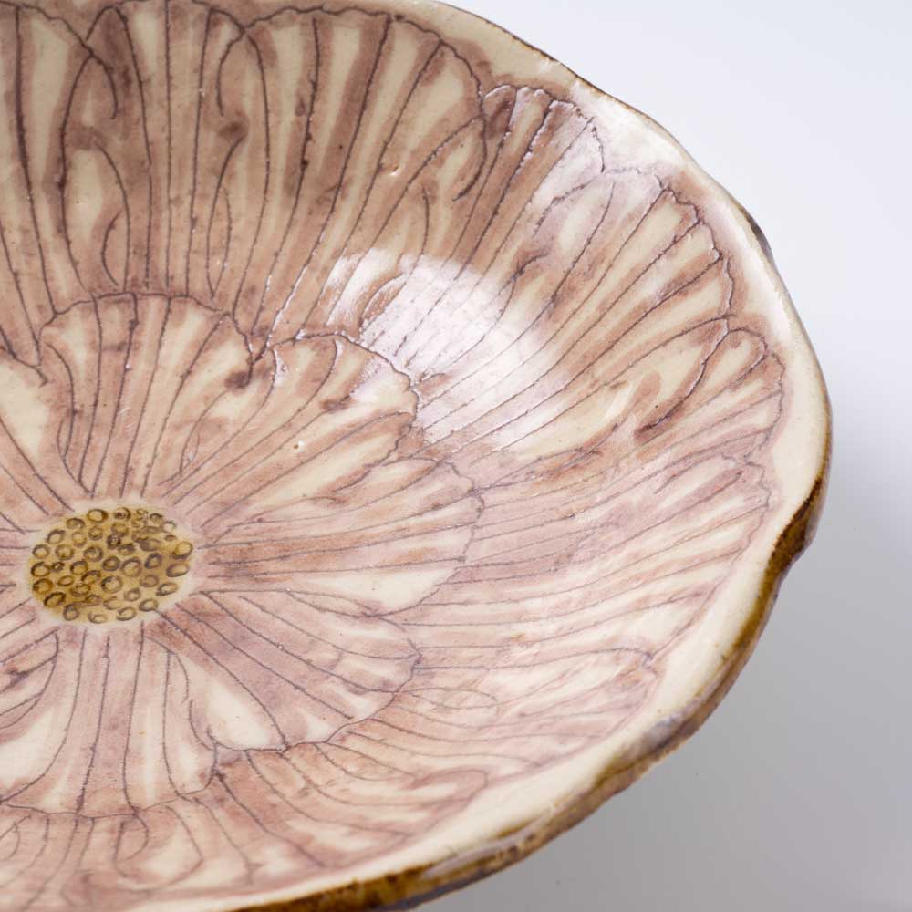 作家 加藤芳平 牡丹花 5寸浅鉢(紫) 作家 加藤芳平 陶磁器作家もの