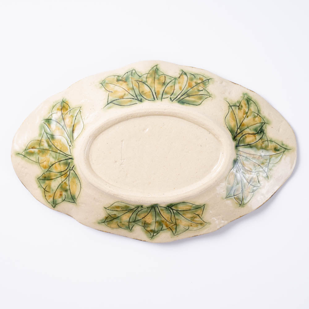 作家 加藤芳平 牡丹花 舟形皿(赤) 作家 加藤芳平 陶磁器作家もの