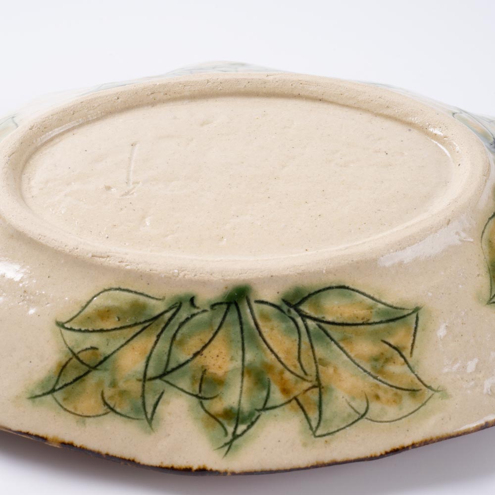 作家 加藤芳平 牡丹花 舟形皿(赤) 作家 加藤芳平 陶磁器作家もの