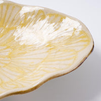 作家 加藤芳平 牡丹花 舟形皿(黄) 作家 加藤芳平 陶磁器作家もの