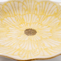 作家 加藤芳平 牡丹花 舟形皿(黄) 作家 加藤芳平 陶磁器作家もの