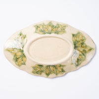 作家 加藤芳平 牡丹花 舟形皿(緑) 作家 加藤芳平 陶磁器作家もの