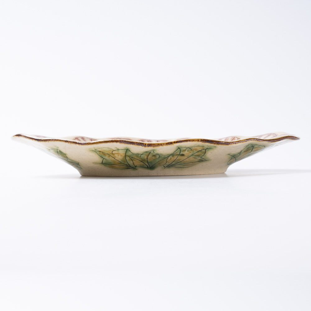 作家 加藤芳平 牡丹花 舟形皿(紫) 作家 加藤芳平 陶磁器作家もの