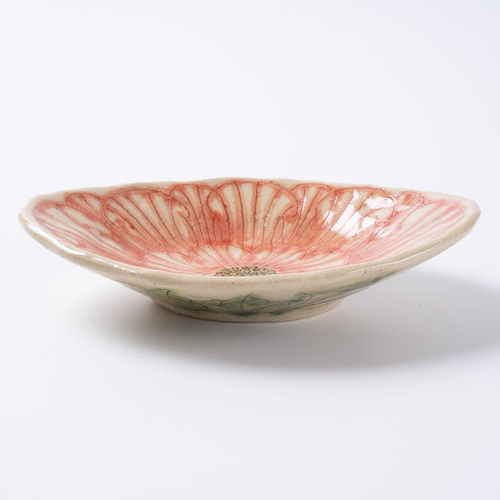 作家　陶芸家　加藤芳平　ダリア　5寸　赤　セット 作家 加藤芳平 牡丹花 菱形小皿（赤） – 大人の焼き物