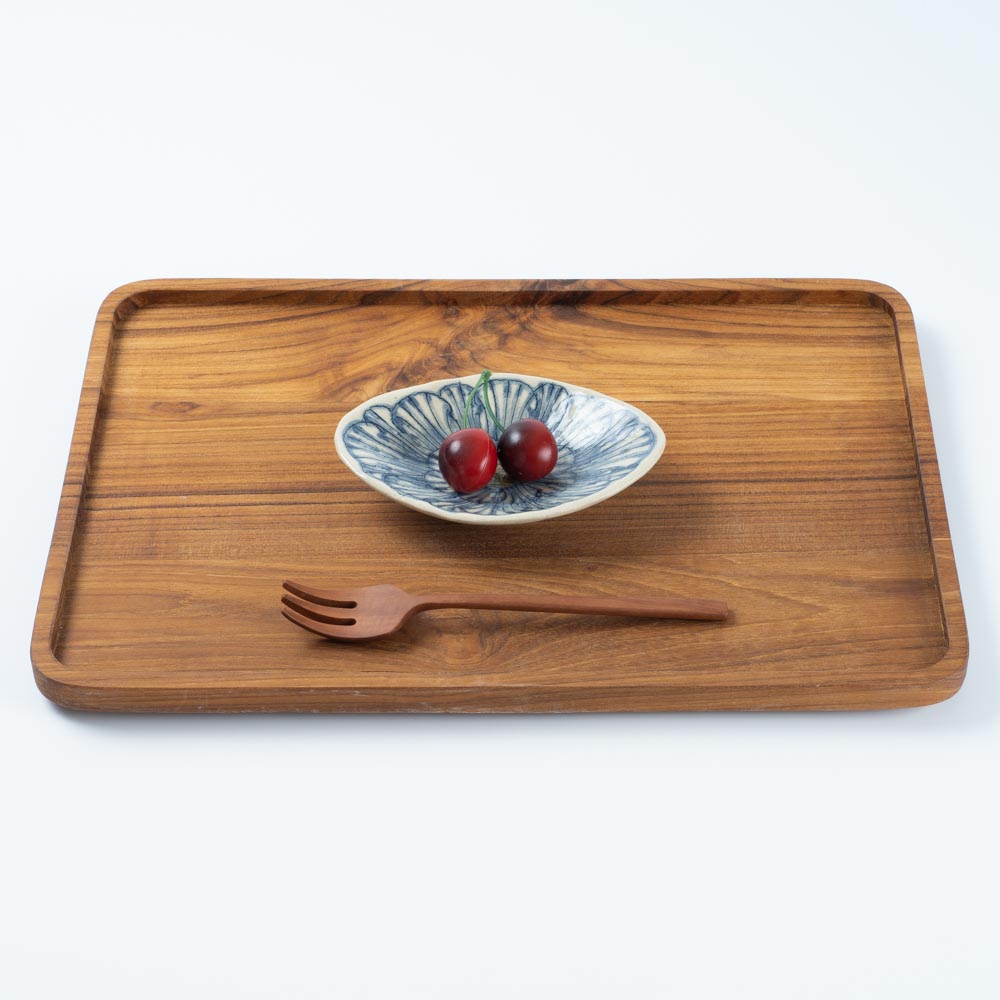 作家 加藤芳平 牡丹花 菱形小皿(青) 作家 加藤芳平 陶磁器作家もの