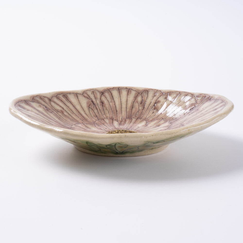 作家 加藤芳平 牡丹花 菱形小皿(紫) 作家 加藤芳平 陶磁器作家もの