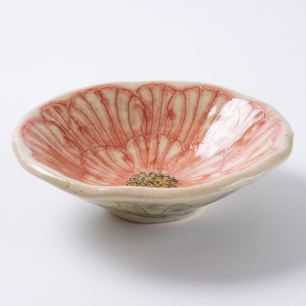 作家 加藤芳平 牡丹花 豆鉢(赤) 作家 加藤芳平 陶磁器作家もの