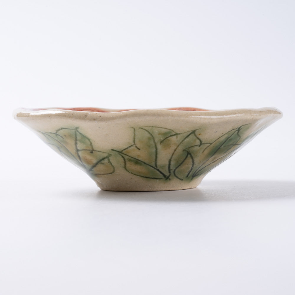 作家 加藤芳平 牡丹花 豆鉢(赤) 作家 加藤芳平 陶磁器作家もの