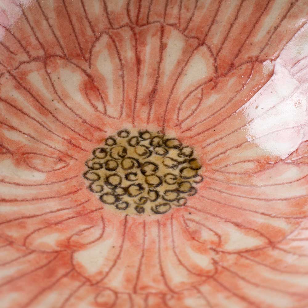 作家 加藤芳平 牡丹花 豆鉢(赤) 作家 加藤芳平 陶磁器作家もの