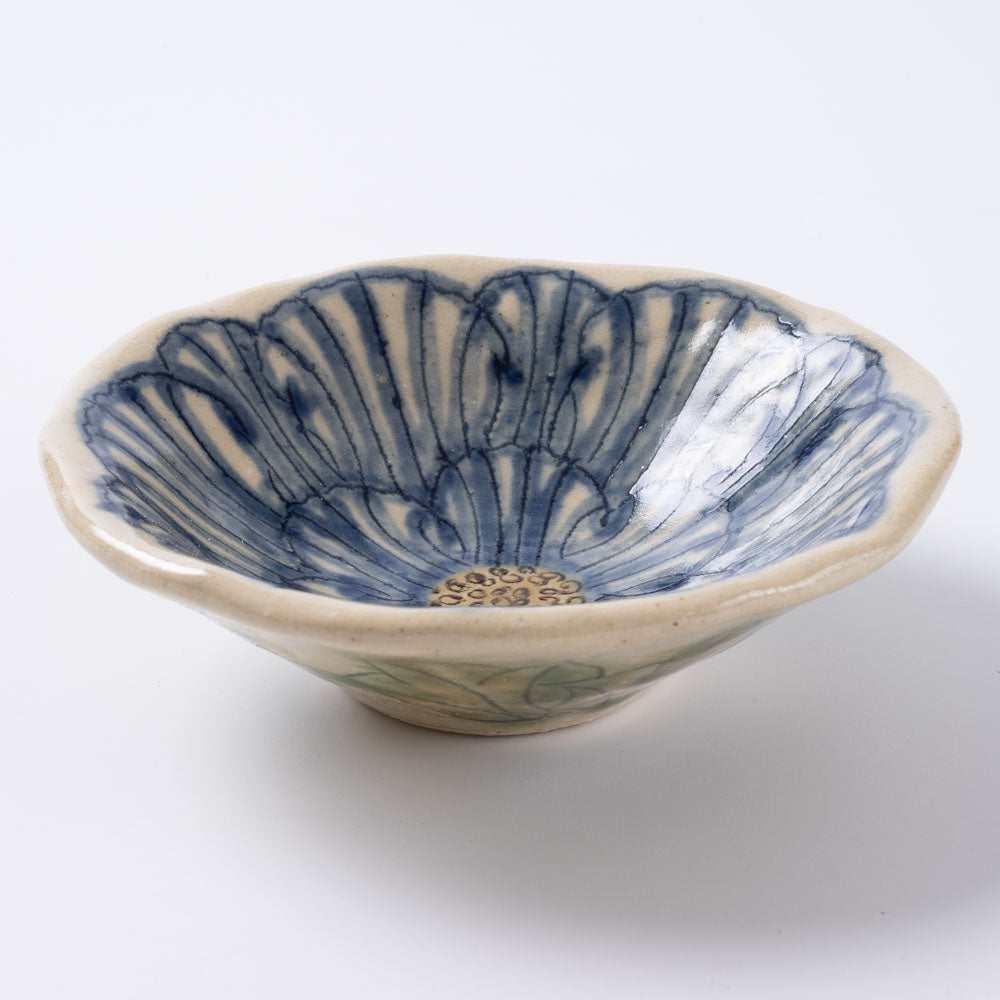 作家 加藤芳平 牡丹花 豆鉢(青) 作家 加藤芳平 陶磁器作家もの