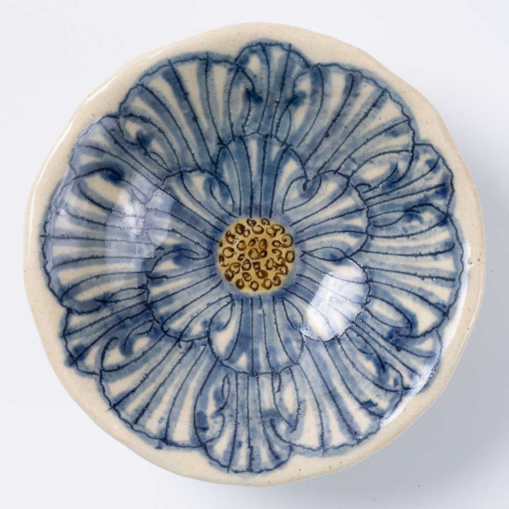 作家 加藤芳平 牡丹花 豆鉢(青) 作家 加藤芳平 陶磁器作家もの