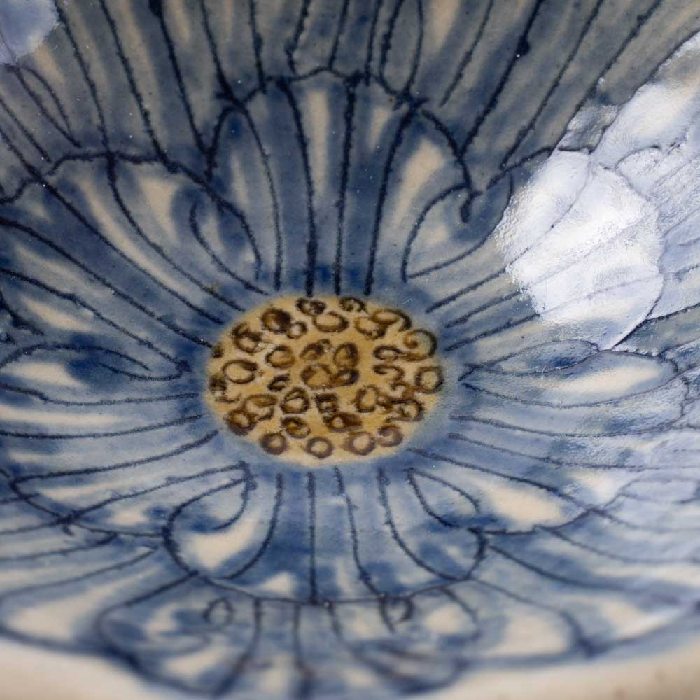 作家 加藤芳平 牡丹花 豆鉢(青) 作家 加藤芳平 陶磁器作家もの