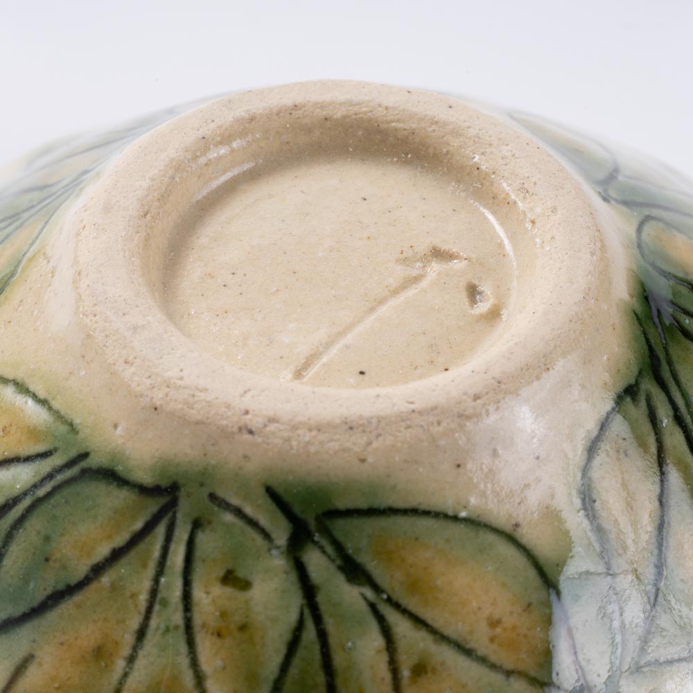 作家 加藤芳平 牡丹花 豆鉢(緑) 作家 加藤芳平 陶磁器作家もの