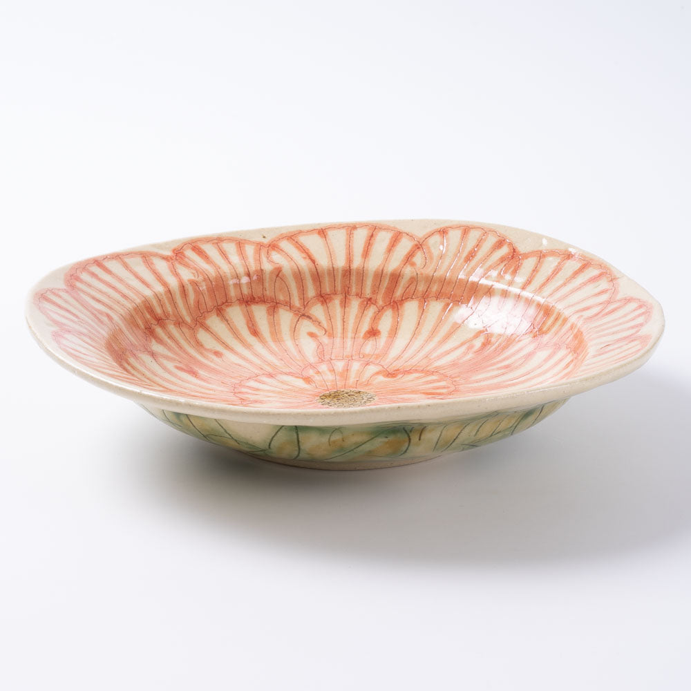 作家 加藤芳平 牡丹花 ゆらりリム深皿(赤) 作家 加藤芳平 陶磁器作家もの