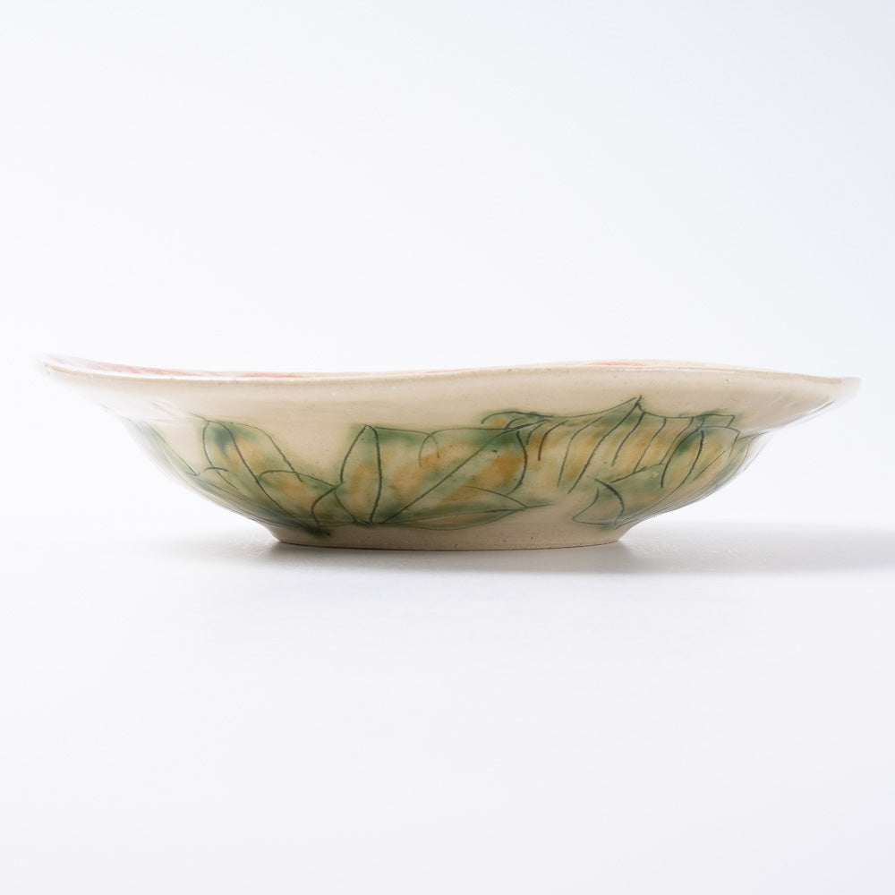 作家 加藤芳平 牡丹花 ゆらりリム深皿(赤) 作家 加藤芳平 陶磁器作家もの