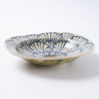 作家 加藤芳平 牡丹花 ゆらりリム深皿(青) 作家 加藤芳平 陶磁器作家もの