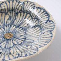 作家 加藤芳平 牡丹花 ゆらりリム深皿(青) 作家 加藤芳平 陶磁器作家もの