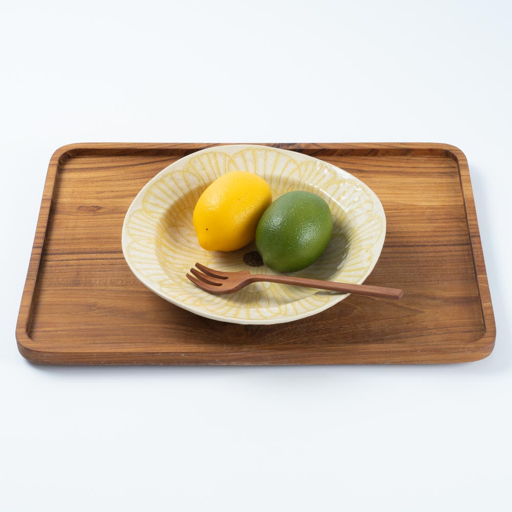 作家 加藤芳平 牡丹花 ゆらりリム深皿(黄) 作家 加藤芳平 陶磁器作家もの