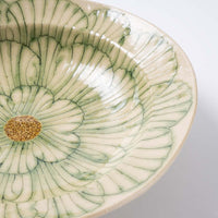 作家 加藤芳平 牡丹花 ゆらりリム深皿(緑) 作家 加藤芳平 陶磁器作家もの