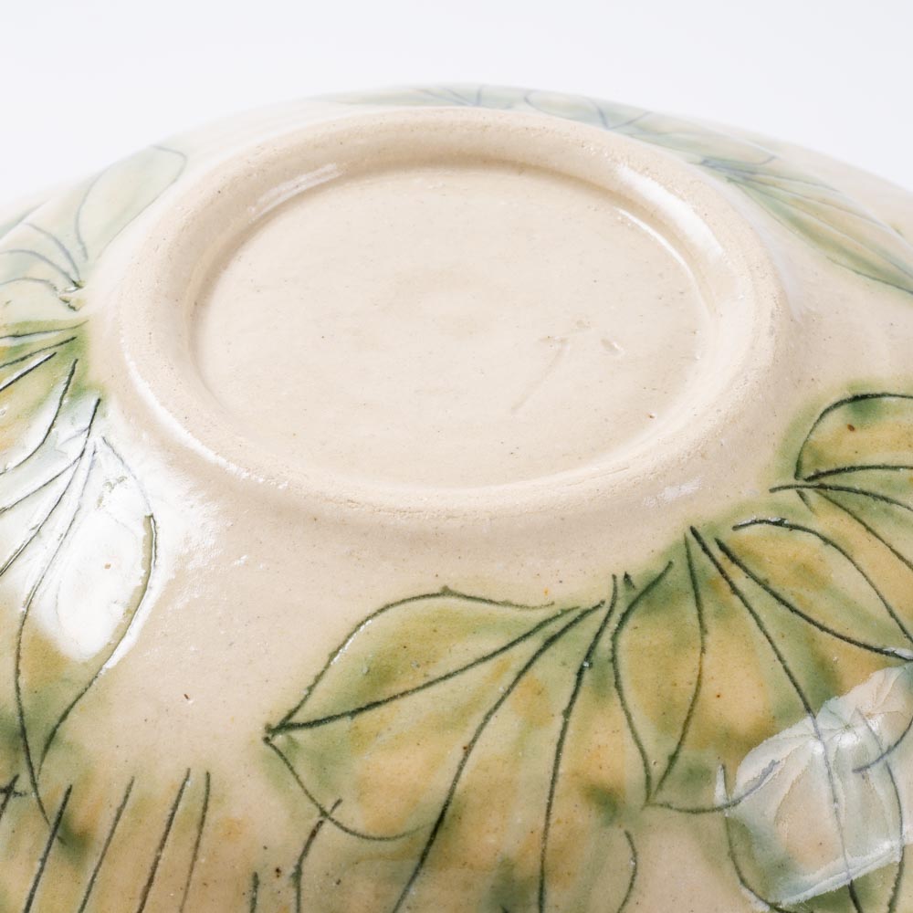 作家 加藤芳平 牡丹花 ゆらりリム深皿(緑) 作家 加藤芳平 陶磁器作家もの