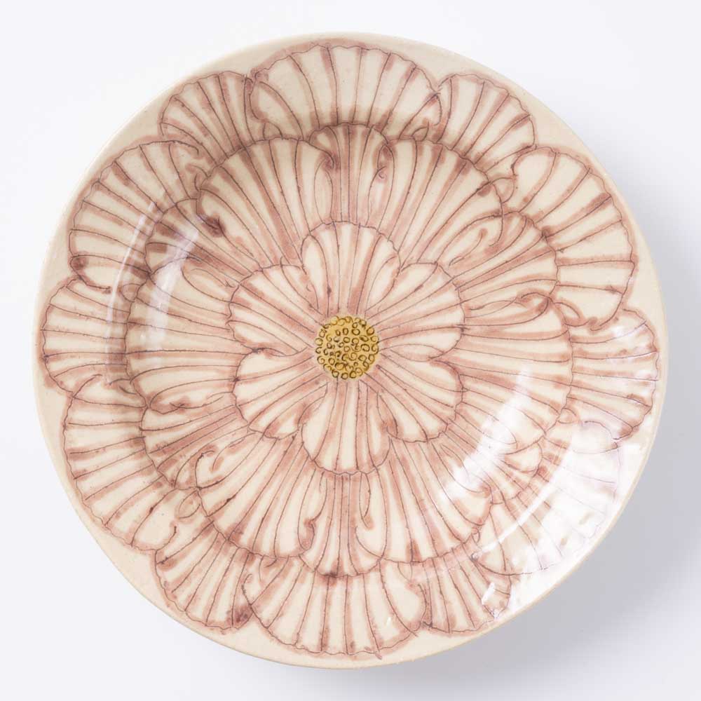 作家 加藤芳平 牡丹花 ゆらりリム深皿(紫) 作家 加藤芳平 陶磁器作家もの